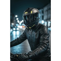Gıvı 50.x Bones Sarı/ 1 Renkli 1 Şeffaf Vizörlü Motosiklet Kask Siyah Vizör + Şeffaf