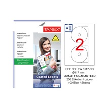 Tanex TW-3117 117mm Kuşe Laser Etiket 100 Lü Paket