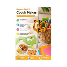 Kaplan Figürlü Makas 1 Adet Bubu Küt Uç Korumalı Okul Makası Çocuk Kağıt Makası Okul Öncesi Kreş Ana Sınıfı