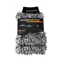 Peluş Çift Taraflı Mikrofiber Oto Yıkama Eldiveni Siyah Beyaz Profesyonel- Schön Weiter