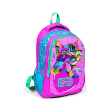 Coral High Kids Pembe Mavi Simli Kedi Desenli Üç Bölmeli Okul Sırt Çantası  14387