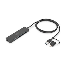 Usb Hub - 4 Bağlantı Noktası - Usb 3.0-4x Usb-a - 1x Usb-c Güç Konektörü - 5 Gbit/s'ye Kadar -