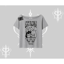 Tarzsokak Kayık Yaka Tshirt Best Friends Forever Baskılı Sevimli Tasarım Gri