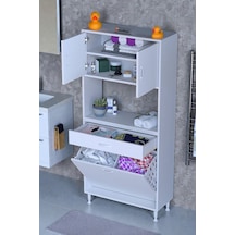 Eliusta Seris Sepetli Ve Çekmeceli Banyo Dolabı G:80 Cm Çok Amaçlı Beyaz Düzenleyici 80x173x32,5 Cm Dolap Beyaz