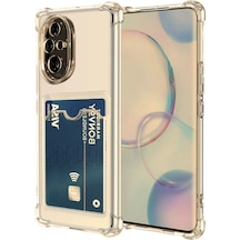 Honor 200 Pro Kılıf Darbe Emici Köşe Korumalı Kartlıklı Cüzdanlı Silikon Kapak - Füme