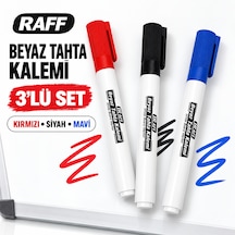 Raff Beyaz Tahta Kalemi 3 Lü Set Kırmızı Siyah Mavi Whiteboard Marker Çok Renkli