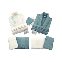 Nurpak Bambu Aile Bornoz Seti Petrol Krem