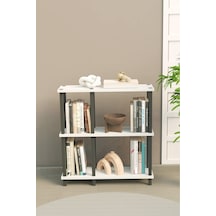 Mirada 3 Katlı Modern Kitaplık Dekoratif Çok Amaçlı Kitaplık Ve Organizer Çok Raflı Düzenleyici - Beyaz Beyaz
