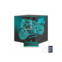 Luvivia Motor Motorsiklet Motorcu Hediye Kişiye Özel Saatli 3d Lamba - Masa Gece Lambası Şeffaf