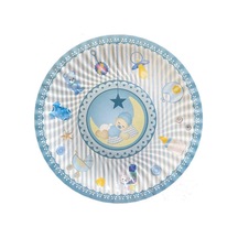 Uyuyan Bebek Figürlü Baby Shower Mavi 8 Adet Tabak 23 Cm