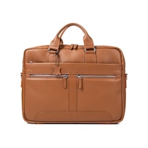 Hakiki Deri Unisex Evrak Çantası Laptop Bölmeli 15.6\" Inç-132132 Siyah