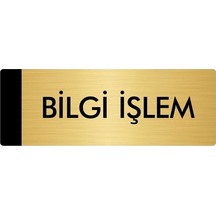 Metal Yönlendirme Levhası, Departman Kapı Isimliği Bilgi İşlem 7x20 Cm Altın Renk