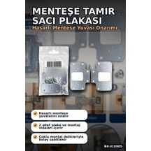 Menteşe Tamir Sacı Plakası Mobilya Dolap Kapağı Onarım Plaketi, 2 Adet Bx-316905 007