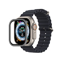 Apple Watch Ultra 49mm Uyumlu Alüminyum Kasa Cam Ekran Koruyucu - Gri