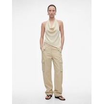 Koton Slim Fit Asimetrik Kesim Sırt Dekolteli Degaje Yaka Bluz Ekru 6sak10059uk