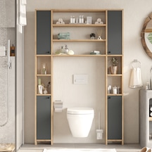 Robin Home Opal Çok Amaçlı Tuvalet Banyo Dolabı Kapaklı Raf Ol1- Gri