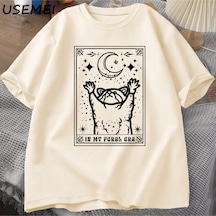 Flood Of Style Benim Feral Dönemi Rakun T Shirt Mistik Ratshirt Tshirt Tarot Kart Baskı T-shirt Yaz Pamuk Kı Haki