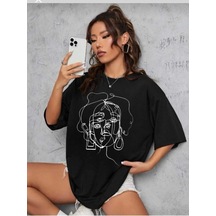 Kozia Outdoors Kozia Kadın Yüzü Detaylı Oversize T-şhirt Siyah SIYAH