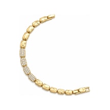 Balenbi Jewelry 14k Gold Renk Dokulu Zirkon Taş Detaylı Çelik Bileklik 1181 Altın