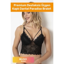 Premium Desteksiz Üçgen Kaplı Dantel Biritli Paradise Bralet Büstiyer