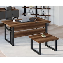 Robinhome Robin Home Grand Ofis Büro Çalışma Masa 180Cm Ofis Sehpası Takımı Kahverengi