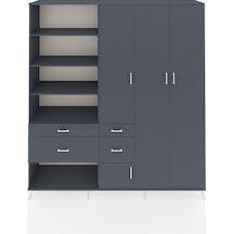 Hyperion Dolap 14 Raflı 4 Çekmeceli 4 Kapaklı 220x44x243 Antrasit-antrasit/antrasit Antrasıt/antrasıt