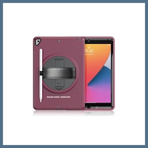 Buradabulabilirsin Apple Uyumlu iPad 10.2 7.nesil Kılıf Hand Strap Tablet Kılıfı - Mürdüm Bbz