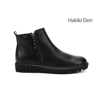 Gönderi(R) Gönderi R Siyah Çift Fermuarlı Termo Taban Hakiki Deri Bot Siyah
