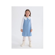 LC Waikiki Alıta Cıty Farkıyla Lcw Kids İndigo Denim Düz Kız Çocuk Elbise İndigo - 928242611 İndigo