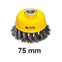 Kupa Çelik Burgulu Çanak Tel Fırça 75 Mm.