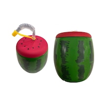 Karpuz Tasarımlı Pipetli Suluk 900 Ml Yeşil
