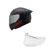 Rapıd 2 Race Takaroa Mat Siyah-kırmızı Kask Gri Cam+spoiler Gri Cam
