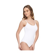 Tutku 3 Adet Ince Ip Askılı Beyaz Kadın Body Likralı Zıbın Badi Beyaz