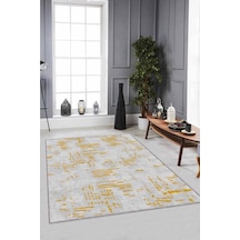 Sarı Vintage Kaymaz Tabanlı Makinede Yıkanabilir Halı Dr006n11