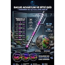 Baojie Akvaryum Işığı - Bitki Işığı - Balık Işığı - Tamamen Su Içinde Kullanılabilir - 24 Led - Pembe Beyaz - 48 Cm - Güçlü Aydınlatma - 8w