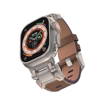 Watch 7 45mm Clo Krd-114 Metal Başlıklı Suni Deri Kordon-açık Kahve