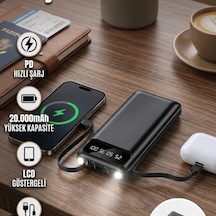 20.000mah Pd Hızlı Şarj Destekli Lcd Ekranlı Powerbank Çift Usb Led Işıklı Renkli