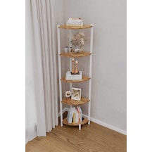 Bes Rafli Çok Amaçli Köse Kitaplik Beyaz Profil Beyaz Sunta 40x30x150 Cm Mtl042 Beyaz-çam