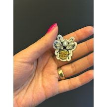 Zirkon Taşlı Boncuk İşleme Arı Arma Dikiş Aplike 3x3 Cm