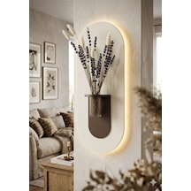 Gardenya Ahşap Pilli Ledli İskandinav Tarzı Salon Duvar Rafı Modern Çiçeklik 27 X 65 Cm Paris Grisi - Ahşap Ceviz