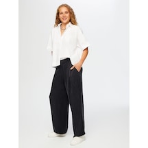 Faik Sönmez Pilili Wıde Leg Fıt Tenselli Pantolon W26pnt005 Uw26pnt00510 Siyah