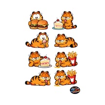 Garfield Lezzet Kaçamağı Sticker Seti 21x30 Cm 8 Adet Yemek Temalı Laptop Ve Defter Çıkartması