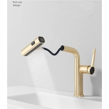 Banyo Lavabo Bataryası Duş Şelale 3 Fonksiyonlu Spiralli İthal Mat Gold