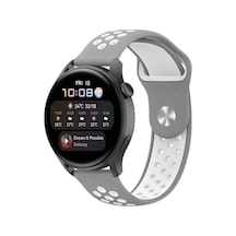 Watch 20mm Uyumlu Spor Delikli Kordon - Gri-beyaz
