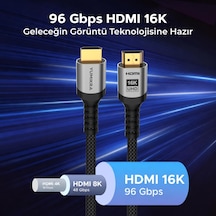 Hdmı 2.2 Kablo 16k 96gbps, 16k 60hz, 8k 240hz, Hdmı 2.2, Alüminyum Gövde - 2 Metre