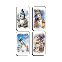 4 Lü Simli Yılbaşı Noel Kardan Adam Çam Ağacı Hediye Magnet 5,5 X 11 Cm Genel