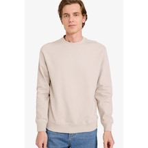 Defacto Bisiklet Yaka Basic Düz Sweatshirt G6721ax25aubg766 Bej-bg766
