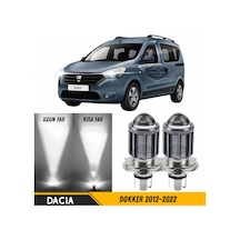 Dacia Dokker 2012-2022 Uyumlu Mercekli Far Ampulü Led Xenon Beyaz Renk Far Şimşek Etkili Csp Led Lamba Uzun Kısa 2 Adet Takım