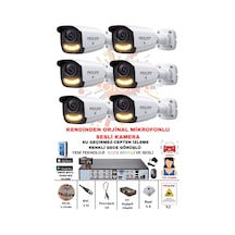 6 Lı Sesli Güvenlik Kamerası 5 Mp Gece Renkli Yüz Ve Araç Tanımalı Full Hd Kamera Sistemi