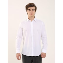 Dufy Beyaz Erkek Slim Fit Klasik Yaka Uzun Kol Gömlek - 103129 Beyaz